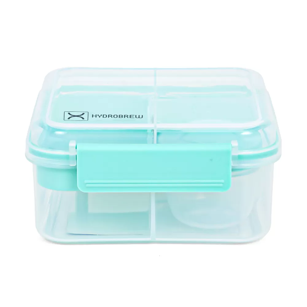 HYDROBREW 3/4/5 Compartment Convertible 1250ml Bento Lunch Box with 150ml Gravy Bowl - Green