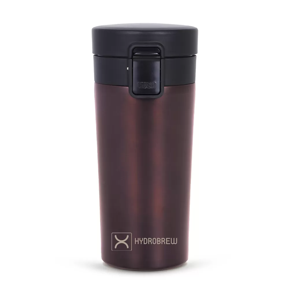 HYDROBREW Double Wall Insulated Tumbler Water Bottle - Black, 380ml