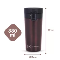 HYDROBREW Double Wall Insulated Tumbler Water Bottle - Black, 380ml