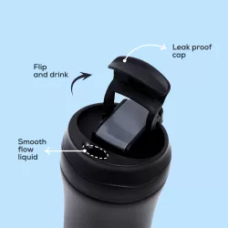 HYDROBREW Double Wall Insulated Tumbler Water Bottle - Black, 400ml