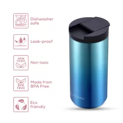 HYDROBREW Double Wall Insulated Tumbler Water Bottle - Blue, 400ml