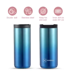 HYDROBREW Double Wall Insulated Tumbler Water Bottle - Blue, 400ml