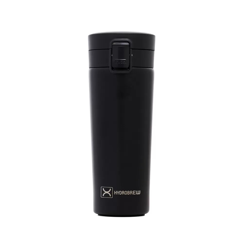 HYDROBREW Double Wall Insulated Tumbler Water Bottle - Black, 500ml