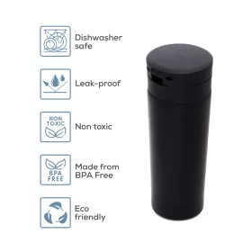 HYDROBREW Double Wall Insulated Tumbler Water Bottle - Black, 500ml