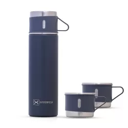 HYDROBREW Double Wall Insulated 500ml Tumbler Vacuum Flask with 2x 150ml Cup - Grey