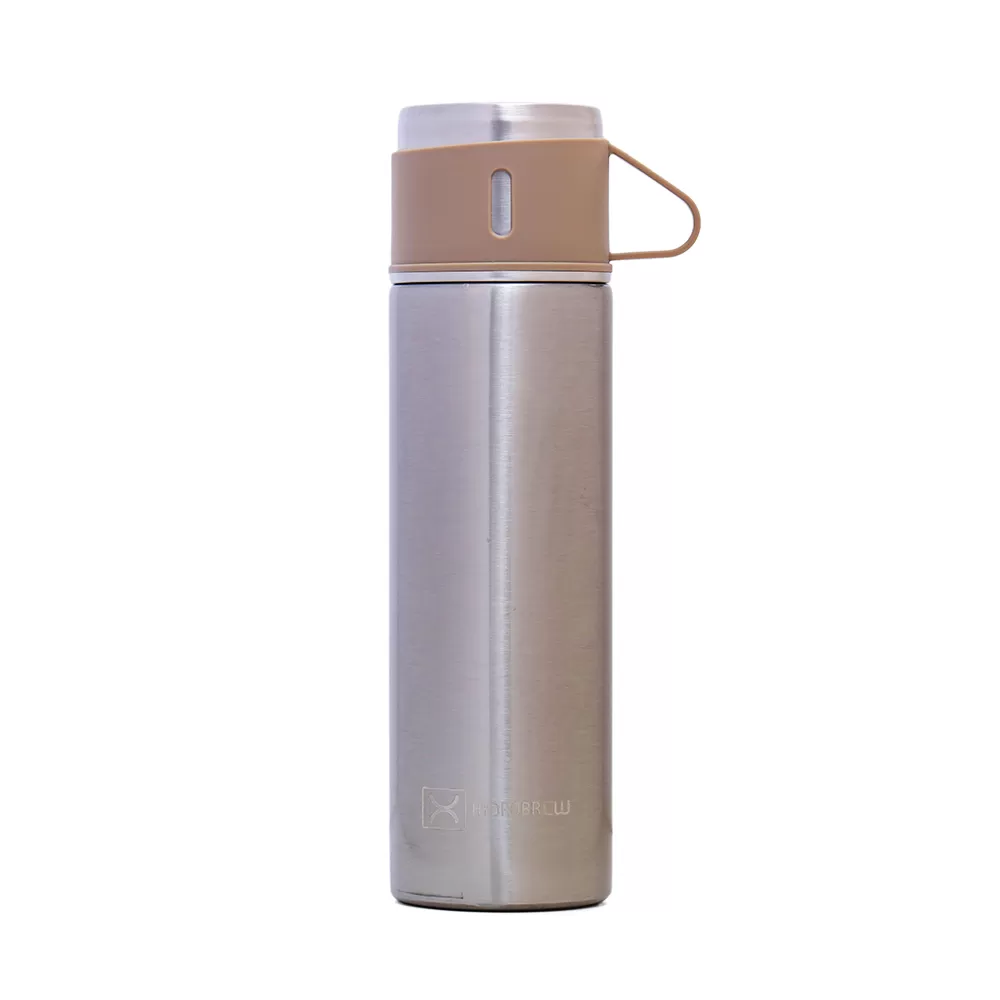 HYDROBREW Double Wall Insulated 500ml Tumbler Vacuum Flask with 2x 150ml Cup - Ivory