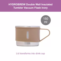 HYDROBREW Double Wall Insulated 500ml Tumbler Vacuum Flask with 2x 150ml Cup - Ivory