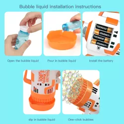 Little Story - 108 Holes Bubble Machine Gun Battery Operated wt Light/Bubble Maker for Kids Indoor & Outdoor- Orange