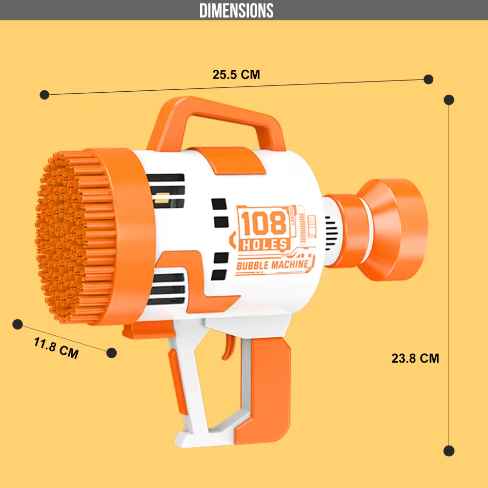 Little Story - 108 Holes Bubble Machine Gun Battery Operated wt Light/Bubble Maker for Kids Indoor &amp; Outdoor- Orange