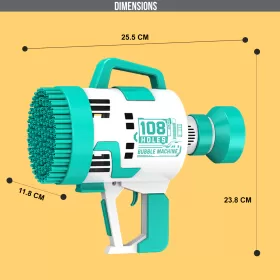 Little Story - 108 Holes Bubble Machine Gun wt Light/Bubble Maker for Kids Indoor & Outdoor- Cyan