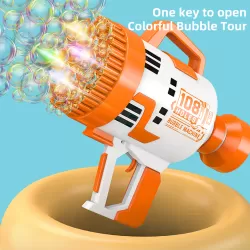 Little Story - 108 Holes Bubble Machine Gun wt Light/Bubble Maker for Kids Indoor & Outdoor- Orange