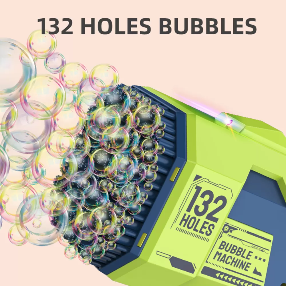 Little Story - 132 Holes Bubble Machine Gun wt Light/Bubble Maker for Kids Indoor &amp; Outdoor- Green