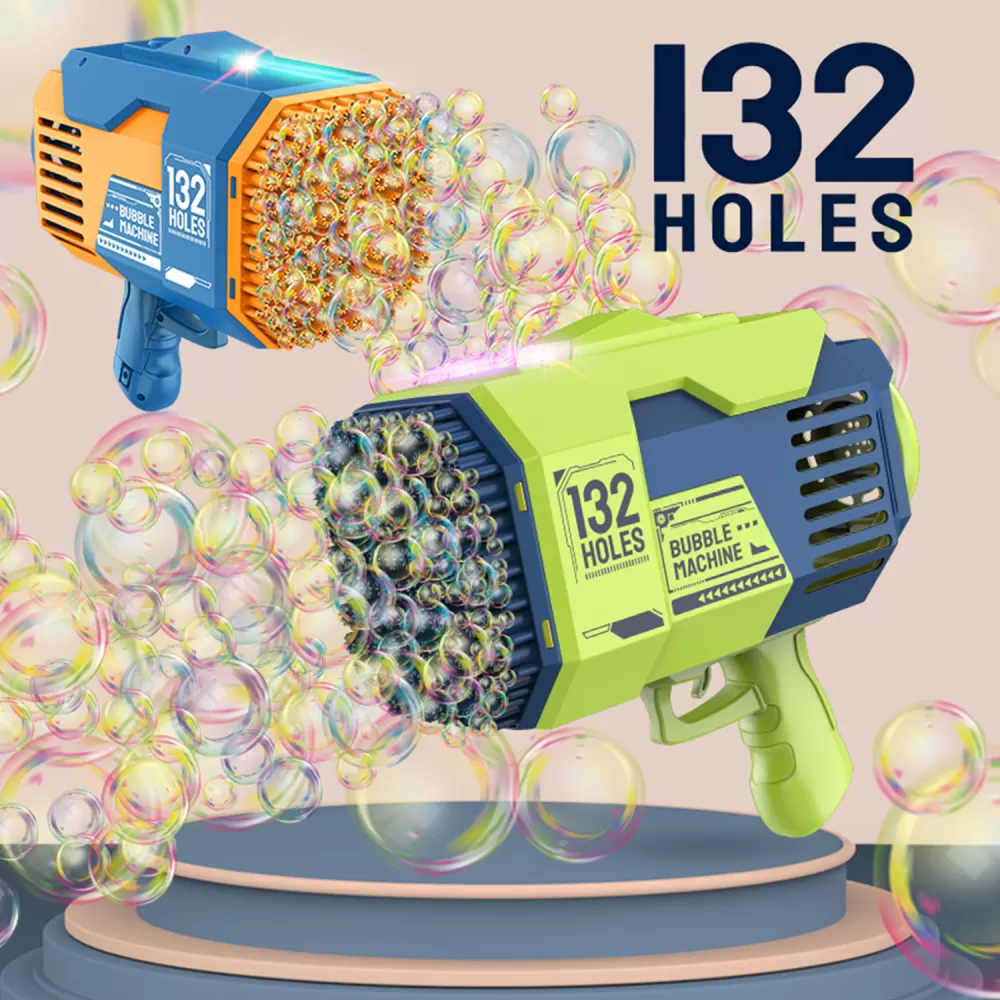 Little Story - 132 Holes Bubble Machine Gun wt Light/Bubble Maker for Kids Indoor &amp; Outdoor- Green