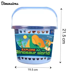 Little Story 21Pcs Dinosaur World Bucket Set With 5Pcs Dinosaur 3Pcs Egg and Scene Accessories and 1 Basket-Multicolor