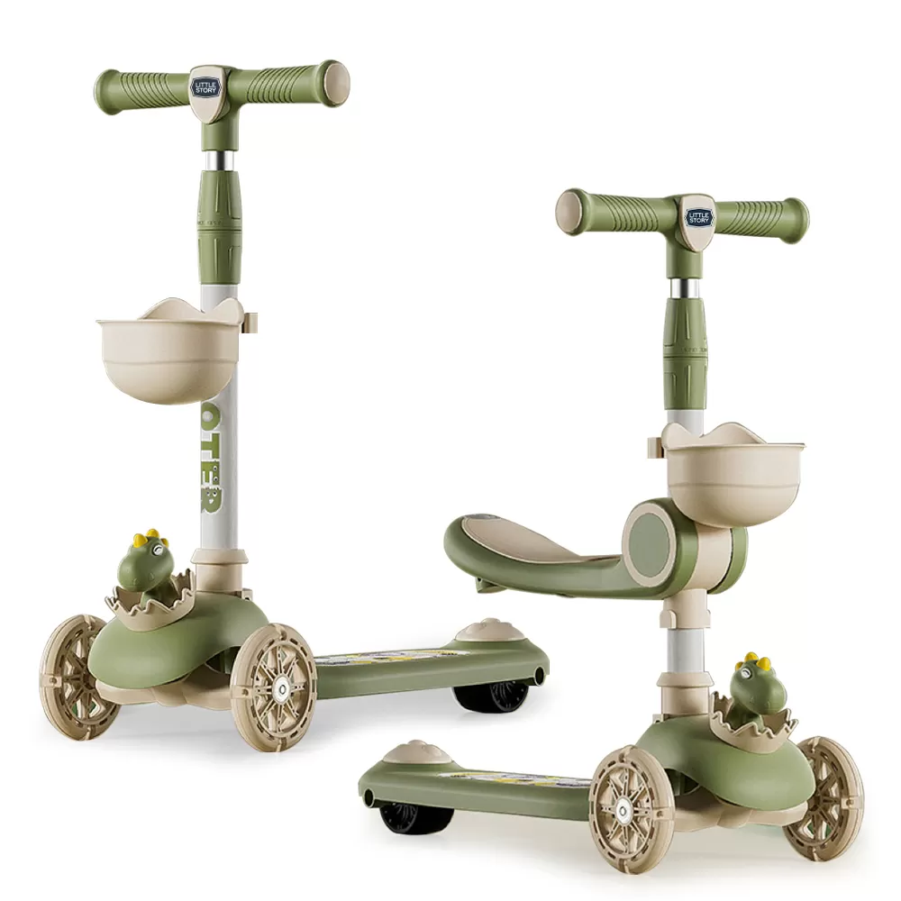 Little Story Kids Scooter &amp; Ride on – Dinosaur Green