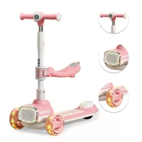 Little Story Kids Scooter w/ Ride On & Push Handle - Pink