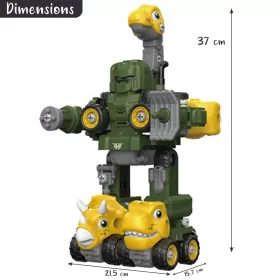 Little Story - Kids Toy 5in1 Dinosaur Robot Transformation Vehicle - Green