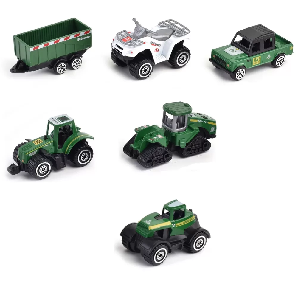 Little Story Alloy Sliding Farmer&#039;s Vehicle (6Pcs)-Multicolor