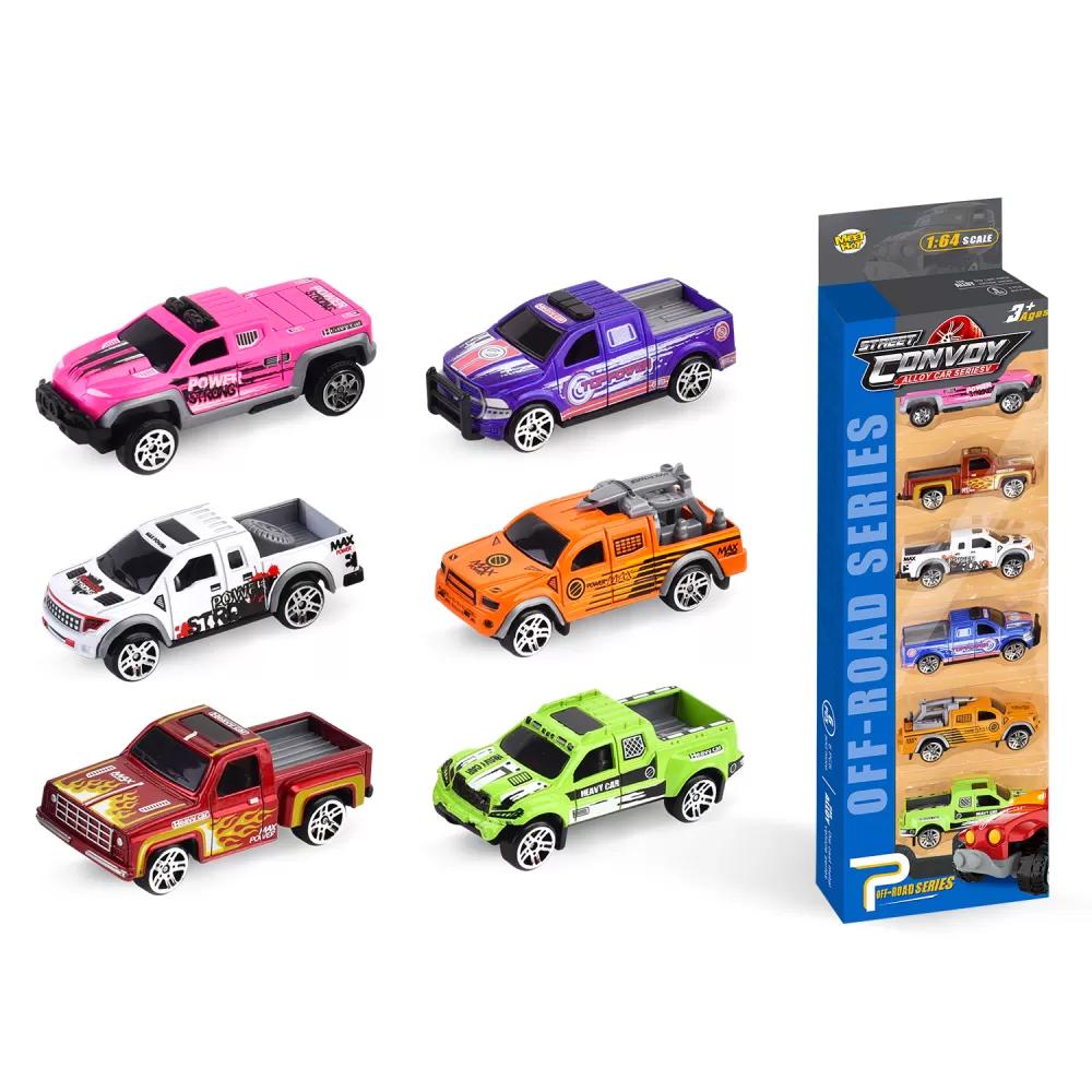 Little Story Alloy Sliding Pickup Toy Truck (6 Pcs)-Multicolor