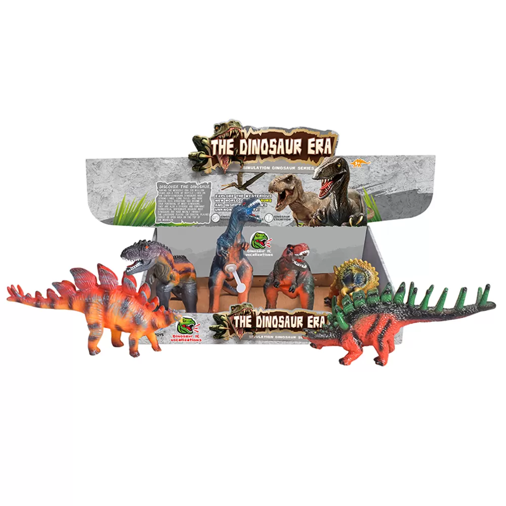 Little Story 6Pcs Simulated Dinosaur With IC Vocalization Toy (Included 2Pcs*AG3 Batteries)-Multicolor