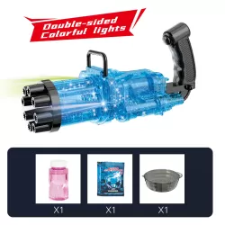 Little Story - 8 Holes Bubble Machine Kids Gun with Lights - Blue