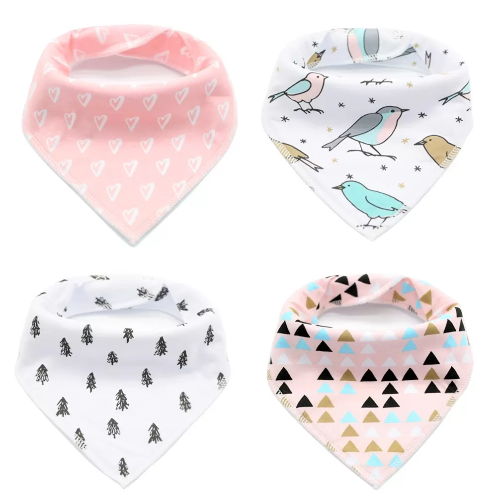 Little Story Bandana Drool Bibs Set of 4 - BIRD