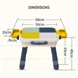 Little Story 4 In 1 Block Activity Table With Stool and Blocks - Blue