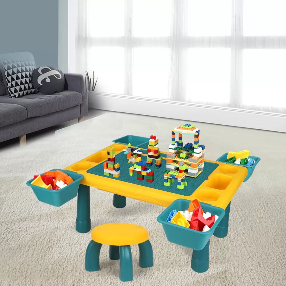 LITTLE STORY BLOCKS 4 IN 1 ACTIVITY TABLE with Stool - Green