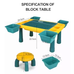 LITTLE STORY BLOCKS 4 IN 1 ACTIVITY TABLE with Stool - Green