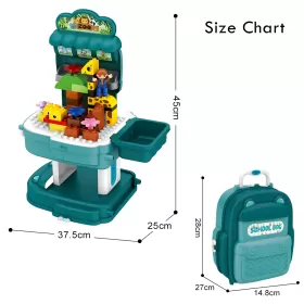 Little Story ROLE PLAY ZOOLOGICAL PARK WITH BLOCK TOY SET SCHOOL BAG (200 Pcs) - Green, 2 - IN - 1 Mode