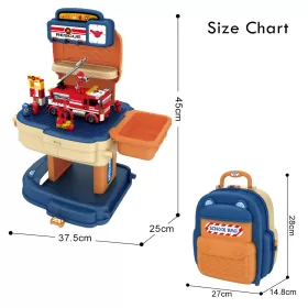 Little Story ROLE PLAY FIRE STATION WITH FIRE TRUCK AND BLOCK TOY SET SCHOOL BAG (223 Pcs) - Orange, 2 - IN - 1 Mode