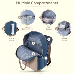 Little Story Kenzie Mom Dad Travel Diaper Backpack - Dark Blue