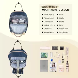 Little Story Kenzie Mom Dad Travel Diaper Backpack - Dark Blue