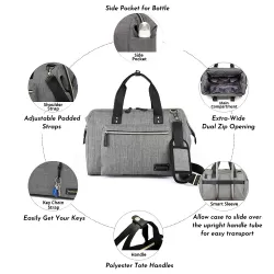 Little Story Zera Mom Dad Diaper Bag - Grey