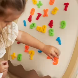 Little Story - Drawing Board with Chair, Magnetic Numbers, 5 Color Pen and Eraser- Beige