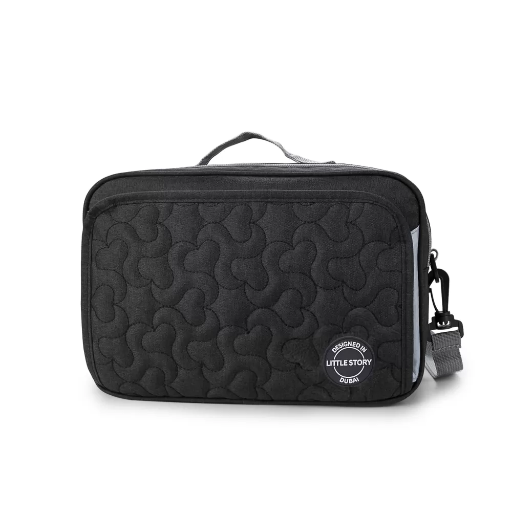 Little Story Baby Diaper Changing Clutch Kit - Quilted Black