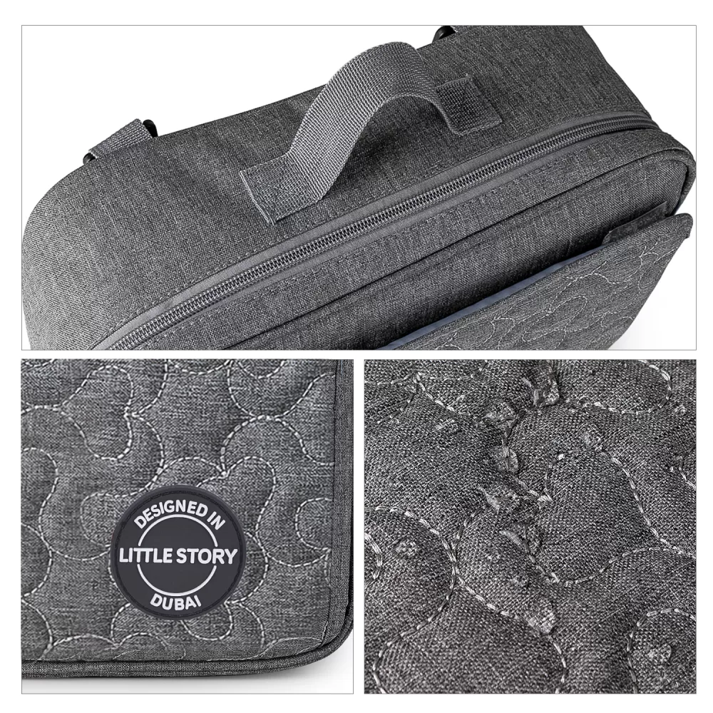 Little Story Baby Diaper Changing Clutch Kit - Quilted Grey