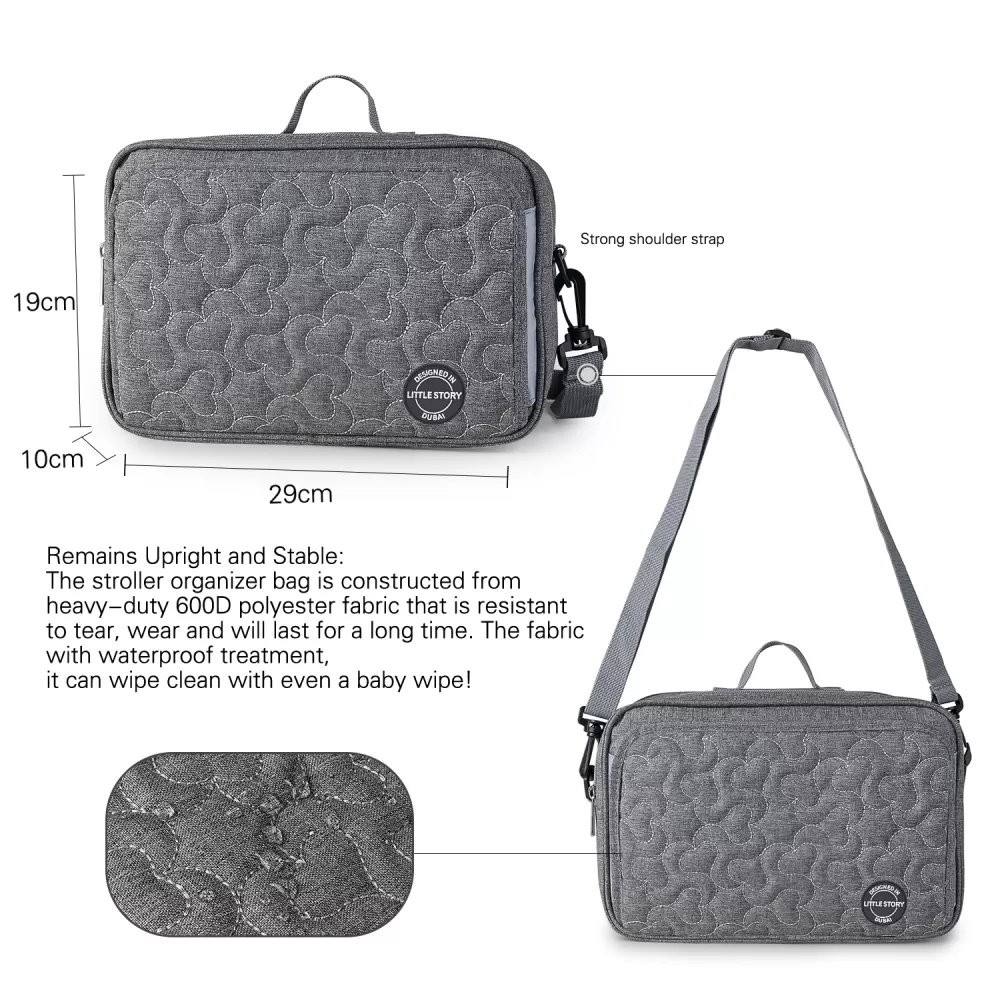 Little Story Baby Diaper Changing Clutch Kit - Quilted Grey