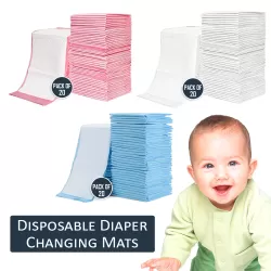 Little Story-Disposable Diaper Changing Mats-Pack of 20pcs-Blue