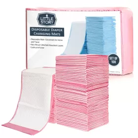 Little Story - Disposable Diaper Changing Mats - Pack of 100pcs - Pink