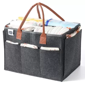 Little Story Diaper Caddy + Pouch - Large - Dark Grey