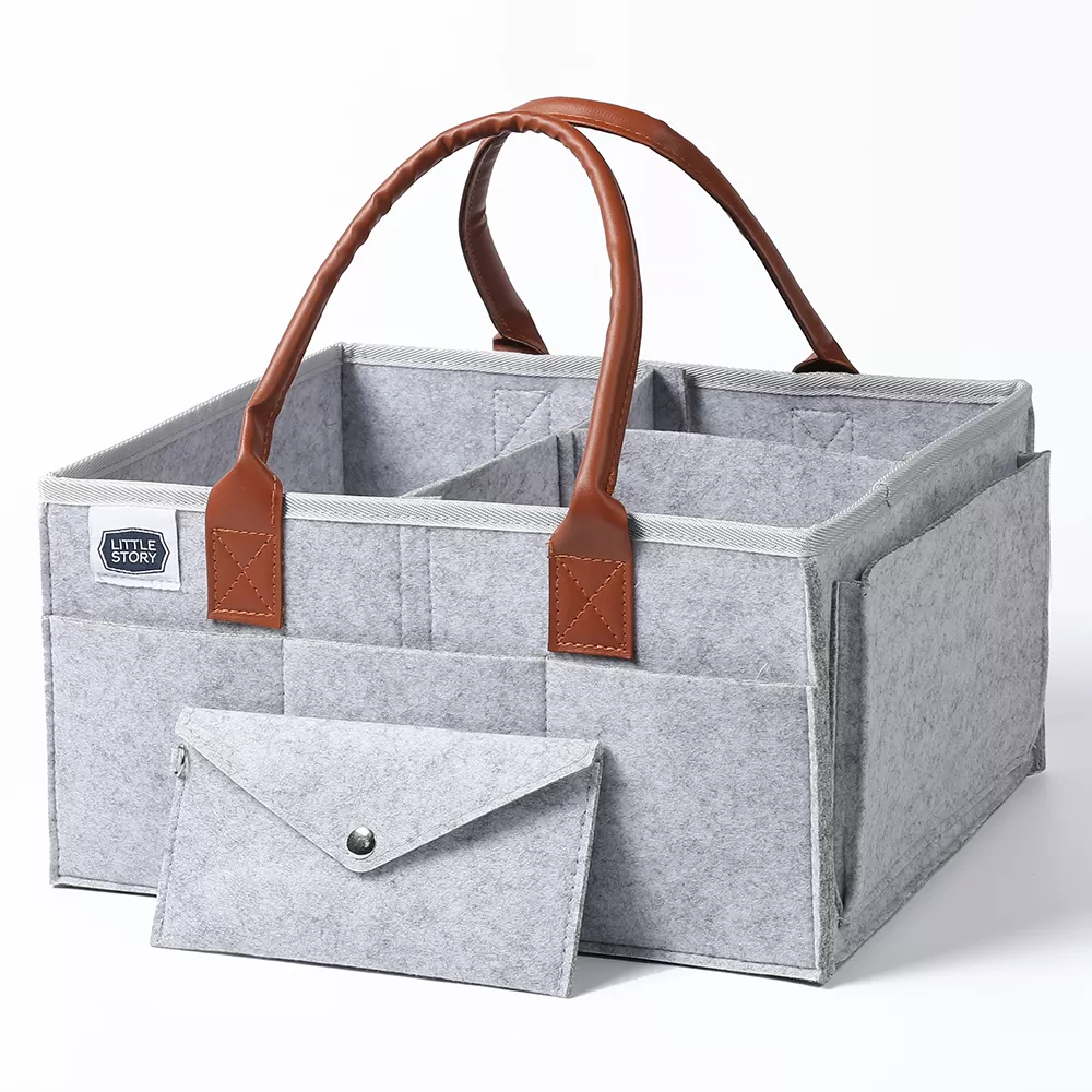 Little Story Diaper Caddy with Travel Pouch - Medium - Grey