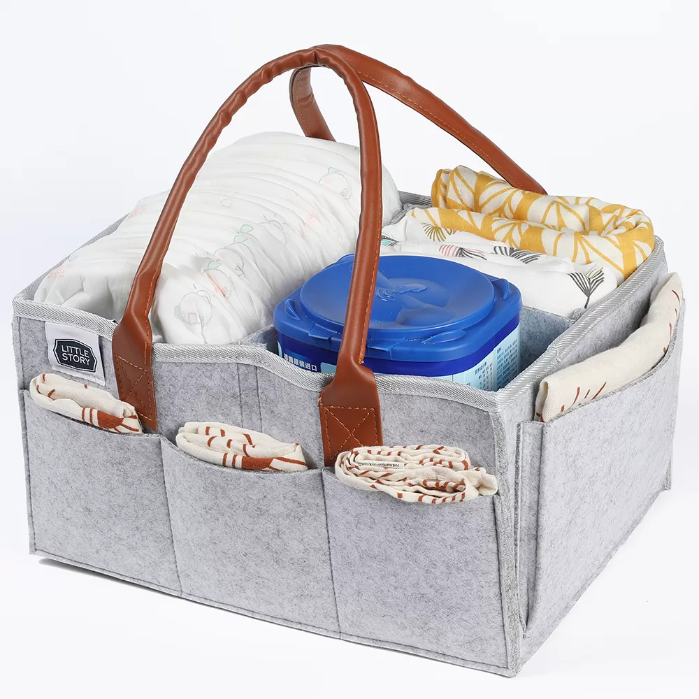 Little Story Diaper Caddy with Travel Pouch - Medium - Grey