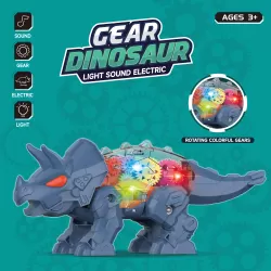 Little Story Electric DIY Gear Dinosaur With Light and Sound (Excluded 3*1.5 AA Batteries)-Blue