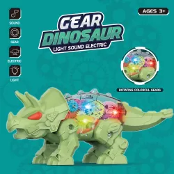 Little Story Electric DIY Gear Dinosaur With Light and Sound (Excluded 3*1.5 AA Batteries)-Green