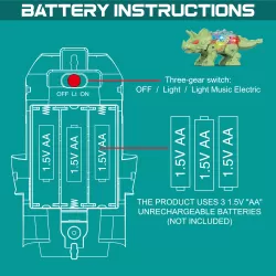 Little Story Electric DIY Gear Dinosaur With Light and Sound (Excluded 3*1.5 AA Batteries)-Green