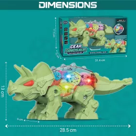 Little Story Electric DIY Gear Dinosaur With Light and Sound (Excluded 3*1.5 AA Batteries)-Green