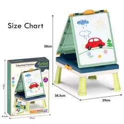 Little Story Artist Double Sided Handbag Drawing Board (31 Pcs) with Board Game - Green