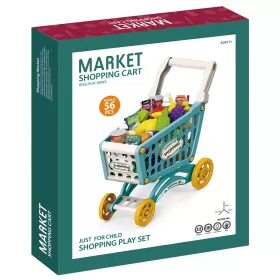 Little Story Role Play Market Shopping Cart Toy Set (56 Pcs) - Green