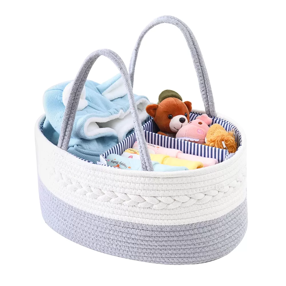 Little Story Cotton Rope Diaper Caddy - Grey